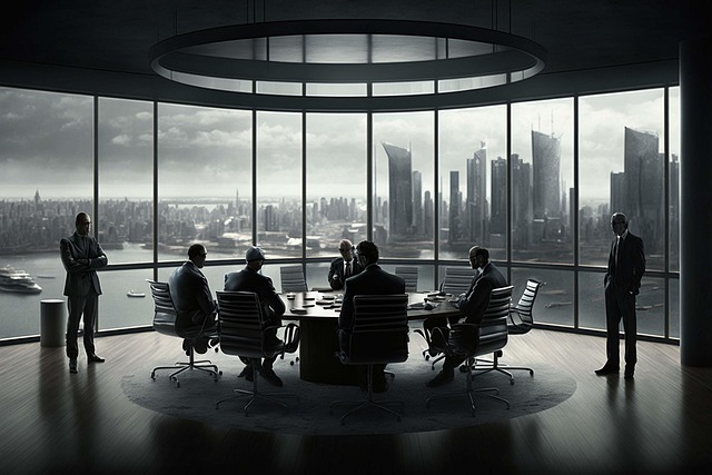 C-suite executives, in a boardroom meeting